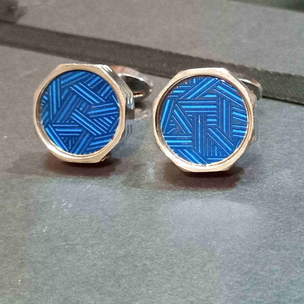 Cufflinks for Men in Round shape and Blue color