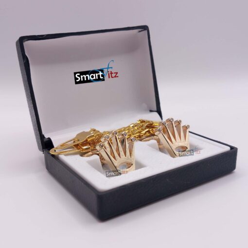 Crown Cufflinks for men in Golden color with chain