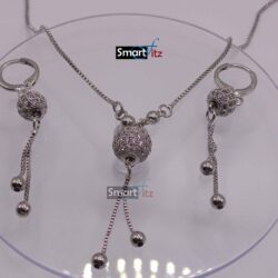 Locket Set for girls and women in ball shape with Earrings in Silver Color