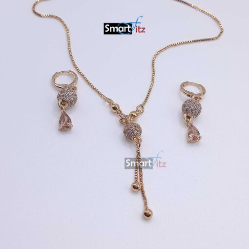 Gold plated Locket Set in ball shape with Earrings