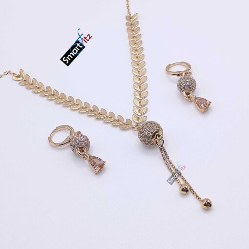 Gold plated Locket Set for girls and women in ball shape with Earrings