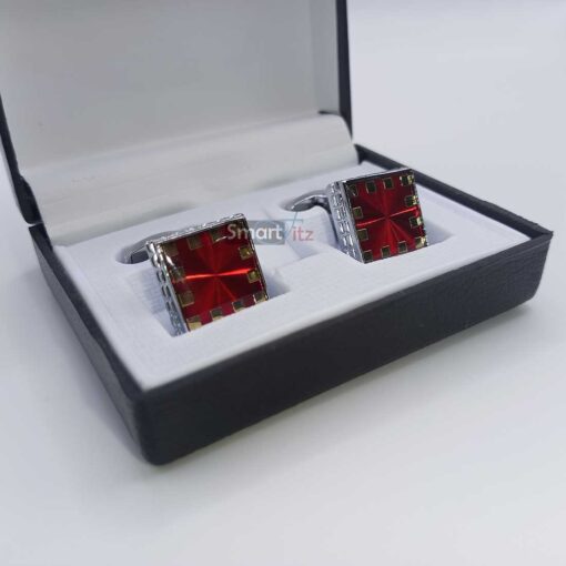 Square shape Cufflinks for men in Red Color