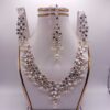 Jewellery Set for Bridals with Necklace, Drop Earrings and Bindiya in Silver Color