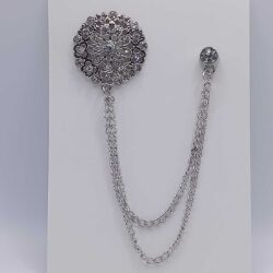 Round Shape Brooch for Men (Silver)