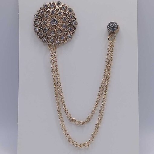 Round Shape Brooch for Men (Golden)