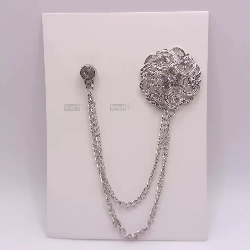 Flower Brooches for Men (Silver)
