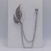Leaf shape Brooch for Men (Silver)