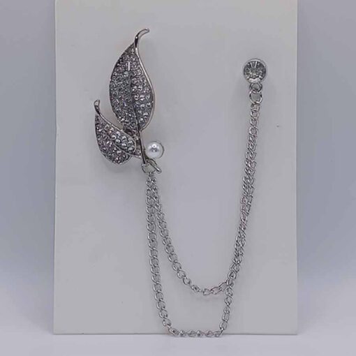 Leaf shape Brooch for Men (Silver)