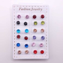 Round shape Earrings studs for girls in multicolor (Pack of 12)