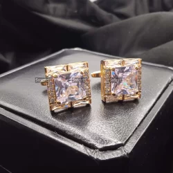 Golden Zircon Stone Cufflinks for Men